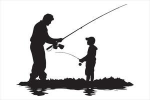 pescatore pesca silhouette illustrazione vettore
