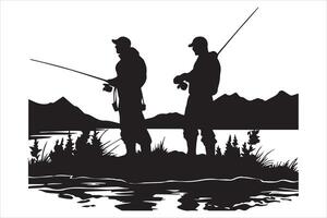 pescatore pesca silhouette illustrazione vettore