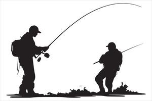 pescatore pesca silhouette illustrazione vettore