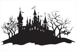 Halloween strega Casa silhouette vettore