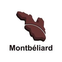 montbéliard città di Francia carta geografica illustrazione, modello con schema grafico schizzo design vettore