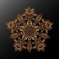 3d mandala caleidoscopio etnico motivi pendenza metallico stilizzato fiocco di neve elemento vettore