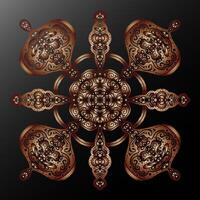 3d mandala caleidoscopio etnico motivi pendenza metallico stilizzato fiocco di neve elemento vettore