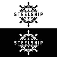 semplice marino veicolo nave timone logo design illustrazione nave timone ruota per Prodotto il branding modello icona vettore