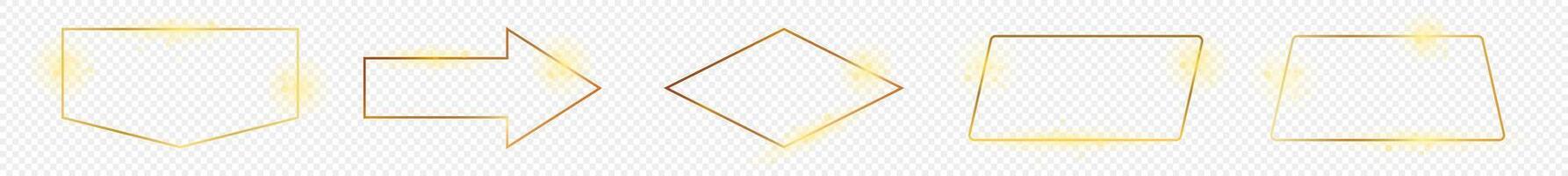 oro raggiante diverso geometrico forma telaio vettore