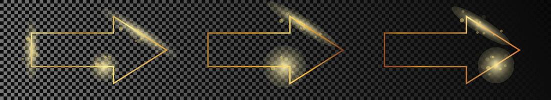 oro raggiante freccia forma telaio vettore