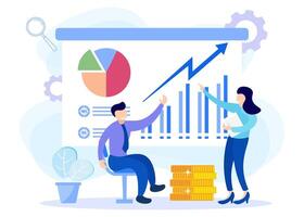 illustrazione grafico cartone animato personaggio di attività commerciale analisi vettore