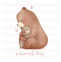 commovente madri giorno orso mamma e bambino cucciolo abbracciare adorabile acquerello illustrazione. vettore