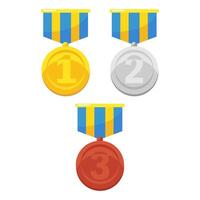 impostato di oro, argento e bronzo medaglie. illustrazione vettore