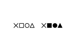stazione di gioco attraverso, triangolo, quadrato, cerchio design gioco simboli icone su bianca sfondo vettore