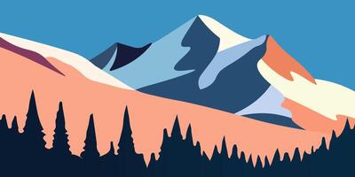 semplice design sfondo di montagne con alberi, illustrazione vettore