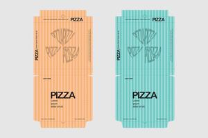 Pizza scatola disegno, Pizza confezione disegno, Pizza scatola ddesign modelli, schizzo scatola disegno, Pizza realistico cartone scatola vettore