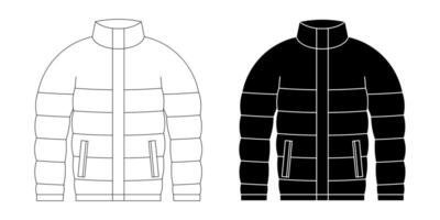 schema silhouette giù giacca icona impostato vettore