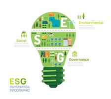 Infografica esg ambiente, sociale e governo attività commerciale investimento analisi socialmente responsabile investimento strategie, modello vettore