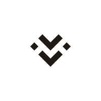 lettera v, m e j cuore, piazza geometrico simbolo semplice logo vettore