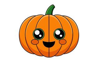 carino amichevole cartone animato jack-o-lantern. sorridente lavorato zucca carattere. illustrazione isolato su bianca sfondo. concetto di Halloween, adatto ai bambini arredamento, festivo spirito, e gioioso celebrazione. vettore