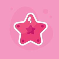stella marina icona nel piatto stile su rosa sfondo. estate etichetta. vettore