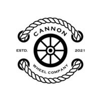 retrò Vintage ▾, cannone ruota logo design modello vettore