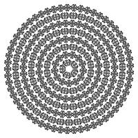 Trame senza giunte etniche monocromatiche. Forma rotonda vettoriale ornamentale isolato su bianco. Priorità bassa del reticolo di arabesque orientale. Illustrazione vettoriale