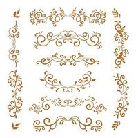 floreale decorativo elementi, vario diverso floreale disegni,, lusso ornamentale elementi collezione, lineare piatto nozze ornamenti collezione, mano disegnato nozze album ornamenti, vettore