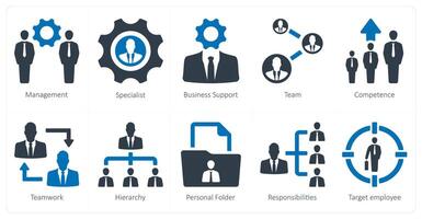un' impostato di 10 risorse umane icone come gestione, specialista, attività commerciale supporto vettore