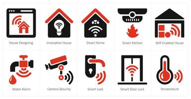 un' impostato di 10 inteligente casa icone come Casa progettare, innovativo Casa, casa intelligente vettore