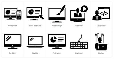 un' impostato di 10 Internet computer icone come computer, utente interfaccia, ragnatela design vettore