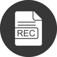 rec file formato glifo rovesciato icona vettore