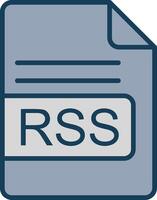 rss file formato linea pieno grigio icona vettore