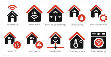 un' impostato di 10 inteligente casa icone come inteligente Casa, inteligente casa, inteligente Casa tecnologia vettore
