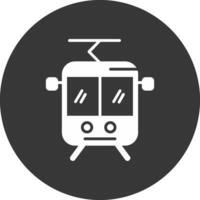tram glifo rovesciato icona vettore