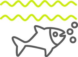 pesce linea Due colore icona vettore