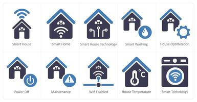 un' impostato di 10 inteligente casa icone come inteligente Casa, inteligente casa, inteligente Casa tecnologia vettore