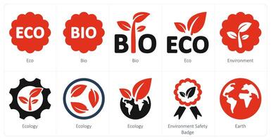un' impostato di 10 ecologia icone come eco, bio, ambiente vettore