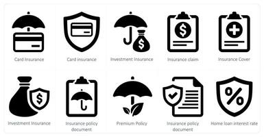 un' impostato di 10 assicurazione icone come carta assicurazione, investimento assicurazione, assicurazione Richiesta vettore