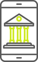 icona a due colori della linea bancaria mobile vettore