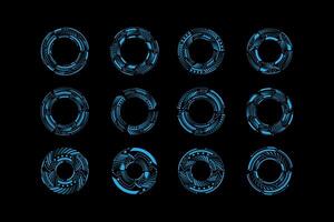 hud circolare blu hi-tech futuristico utente interfaccia design elementi illustrazione vettore