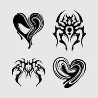 liquido cuore simbolo e neo tribale collezione acido brutalismo forma elemento manifesto, t camicia disegno, tatuaggio, etichetta modificabile vettore