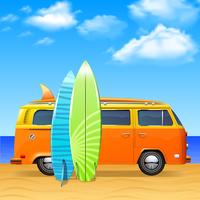 Bus con tavole da surf vettore