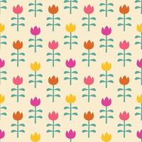 Vintage ▾ senza soluzione di continuità floreale modello con tulipani. un' sfondo di luminosa tulipano fiori su un' rosa sfondo. grafica per stampa su superfici e ragnatela design. vettore