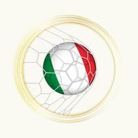 Italia punteggio obiettivo, astratto calcio simbolo con illustrazione di Italia palla nel calcio rete. vettore