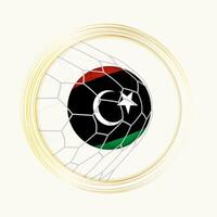 Libia punteggio obiettivo, astratto calcio simbolo con illustrazione di Libia palla nel calcio rete. vettore