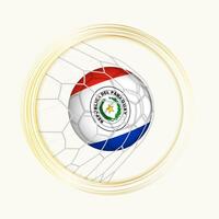 paraguay punteggio obiettivo, astratto calcio simbolo con illustrazione di paraguay palla nel calcio rete. vettore