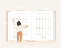 mondo braille giorno su 4 ° di gennaio. ragazza con libro vettore