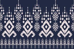 ikat tribale indiano senza soluzione di continuità modello. etnico azteco tessuto tappeto mandala ornamento nativo boho gallone tessile.geometrico africano americano orientale tradizionale illustrazioni. ricamo stile vettore