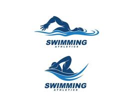 nuoto logo design modello illustrazione vettore