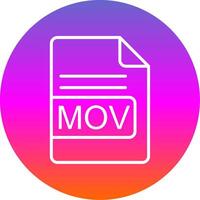 mov file formato linea pendenza cerchio icona vettore