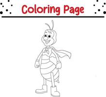 carino ape supereroe costume colorazione libro pagina per bambini vettore