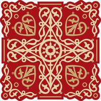 rosso nazionale yakut amuleto, decorazione. etnico ornamento di il popoli di Siberia, il lontano nord, il tundra vettore