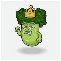 broccoli portafortuna personaggio cartone animato con arrabbiato espressione. vettore